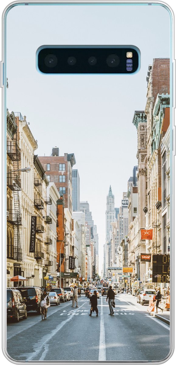 Telefoonhoesje Geschikt voor Samsung Galaxy S10 Plus hoesje - Drukke straat in New York - Siliconen Telefoonhoesje Telefoonhoesje