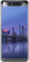 Geschikt voor Samsung Galaxy A80 hoesje - New York achter de Brooklyn Bridge - Siliconen Telefoonhoesje