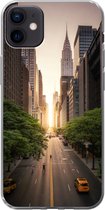 Geschikt voor iPhone 12 mini hoesje - Straat van New York in de ochtend - Siliconen Telefoonhoesje