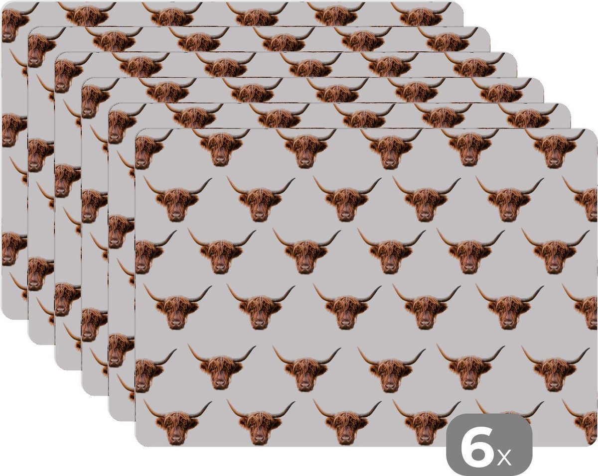 Placemat Placemats kunststof Dieren Sjabloon Schotse hooglander