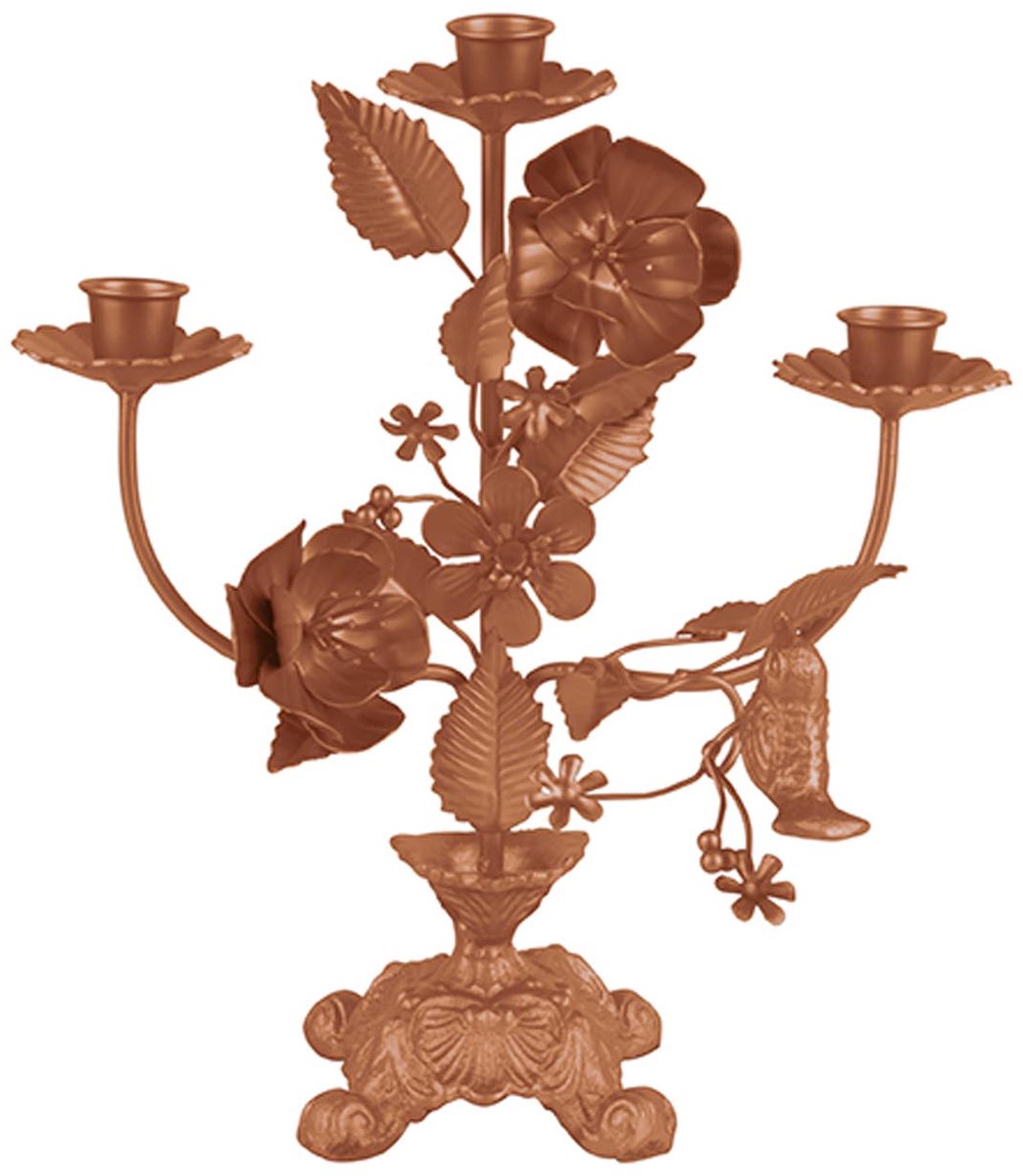 Present Time Kandelaar Flowers - IJzer Mat Kleibruin - 30x26cm