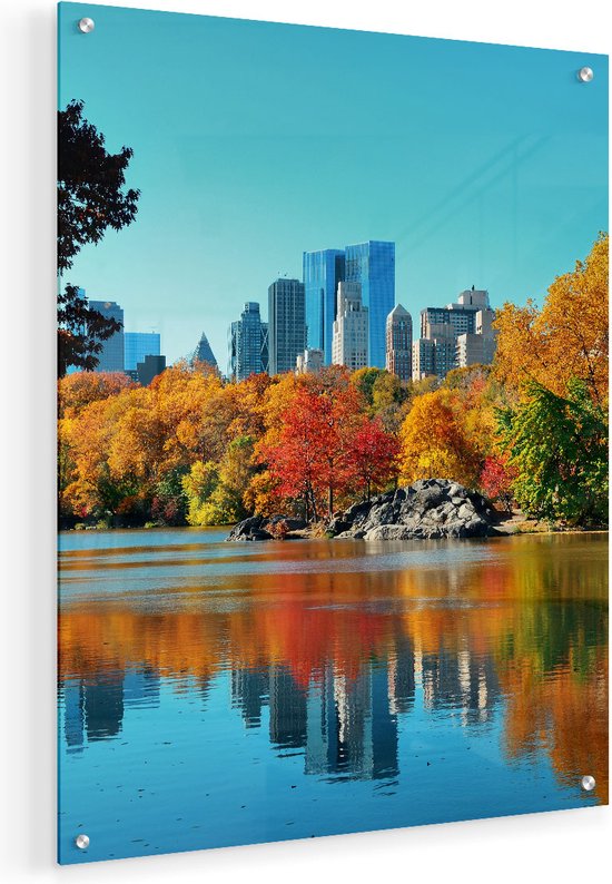 Artaza Glasschilderij - Central Park In New York Tijdens De Herfst - 40x50 - Plexiglas Schilderij - Foto op Glas