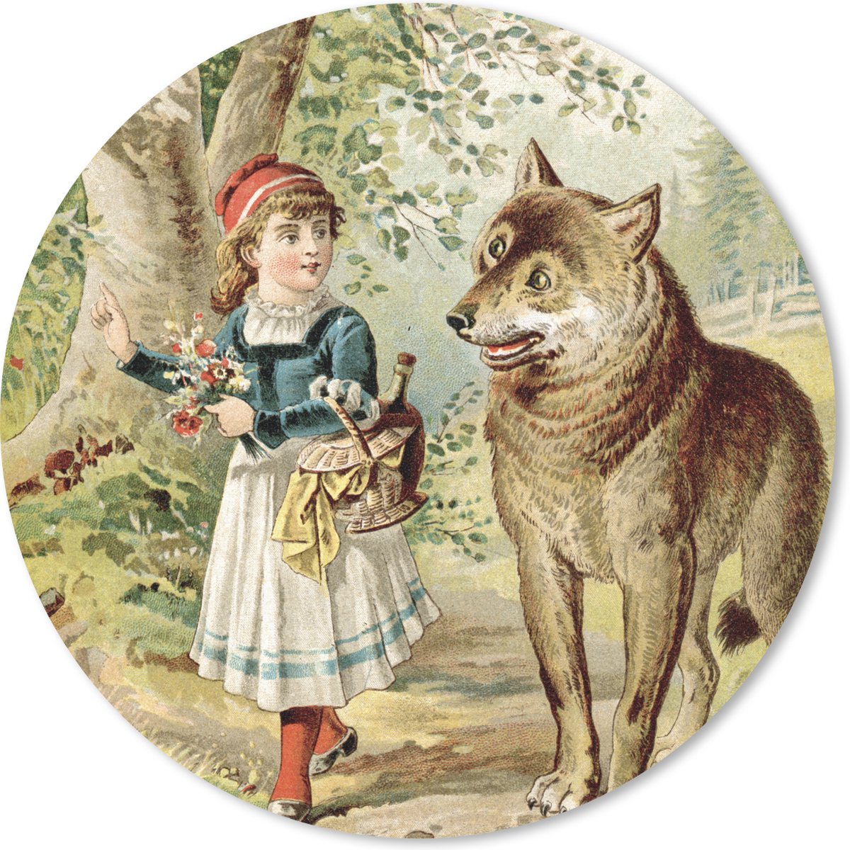 Muismat rond 30x30 cm - Mousepad Wolf - Roodkapje - Bos - Ronde muismatten