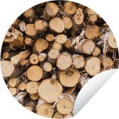 Tuincirkel Een stapel gekapte boomstammen - 150x150 cm - Ronde Tuinposter - Buiten