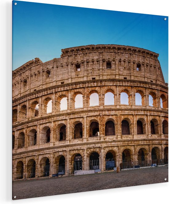 Artaza Glasschilderij - Colosseum in Rome met de Blauwe Lucht - Plexiglas Schilderij - Foto op Glas