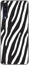 Geschikt voor Samsung Galaxy A50 hoesje - Dieren - Zebraprint - Zwart - Siliconen Telefoonhoesje