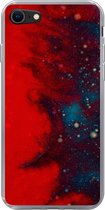 Coque iPhone SE 2020 - Encre rouge et bleue sur une peinture - Coque en Siliconen pour téléphone