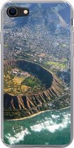 Geschikt voor iPhone 8 hoesje - Een luchtfoto van Honolulu en een uitgestorven krater op Hawaii - Siliconen Telefoonhoesje