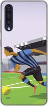 Geschikt voor Samsung Galaxy A50 hoesje - Een illustratie van spelers die voetballen in een stadion - Jongetje - Meisjes - Kinderen - Siliconen Telefoonhoesje