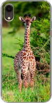 Geschikt voor iPhone XR hoesje - Baby - Giraffe - Planten - Siliconen Telefoonhoesje