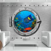 Zelfklevend fotobehang - Patrijspoort met Uitzicht op Tropische Vissen, premium Print