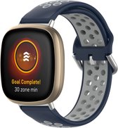 Siliconen Smartwatch bandje - Geschikt voor  Fitbit Sense sport band - blauw/grijs - Maat: S - Strap-it Horlogeband / Polsband / Armband