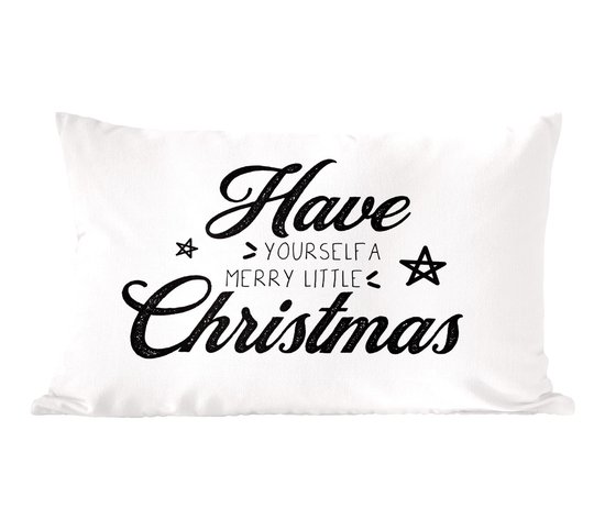 Sierkussens - Kussentjes Woonkamer - 50x30 cm - Kerst - Spreuken - Have yourself a merry little Christmas - Quotes - Kerstversiering - Kerstdecoratie voor binnen - Woonkamer