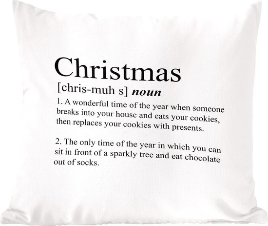 Sierkussens - Kussentjes Woonkamer - 60x60 cm - Christmas definitie - Spreuken - Quotes - Kerst - Woordenboek - Kerstversiering - Kerstdecoratie voor binnen - Woonkamer