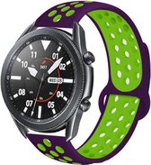 Siliconen Smartwatch bandje - Geschikt voor  Samsung Galaxy Watch 3 sport band 45mm - paars/groen - Strap-it Horlogeband / Polsband / Armband