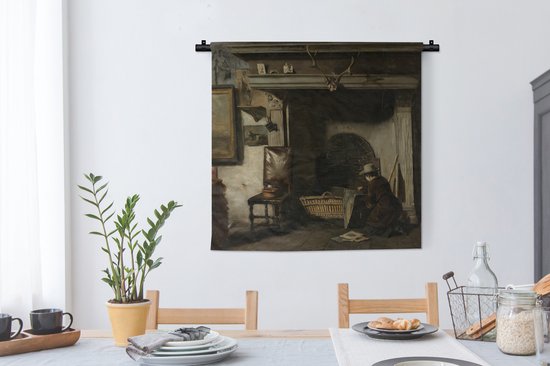 Tapisserie - Tissu mural - L'atelier du peintre de Haarlem Pieter Frederik van Os - Peinture d'Anton Mauve - 90x90 cm - Tapisserie