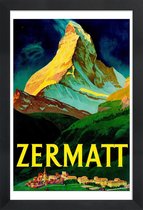 JUNIQE - Poster in houten lijst Vintage Zwitserland Zermatt -40x60
