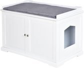 PawHut Kattentoilet kattenbak kattenhuis kattenkast kattenbed met deuren MDF D31-003V01