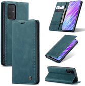 CaseMe Retro Wallet Slim Samsung S20 hoesje blauw - Flipcover - magnetische sluiting - 2 kaarthouders en een vak voor briefgeld