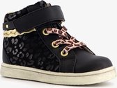 TwoDay hoge meisjes sneakers met luipaardprint - Zwart - Maat 26 - Echt leer - Uitneembare zool