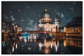 De Dom van Berlijn in een sfeervol winterlandschap - Foto op Akoestisch paneel - 90 x 60 cm