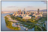 Een panoramische luchtfoto van de skyline van Seoul - Foto op Akoestisch paneel - 150 x 100 cm