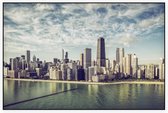 Strand en skyline van de Amerikaanse stad Chicago - Foto op Akoestisch paneel - 225 x 150 cm