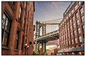 Doorkijk naar de Manhattan Bridge in New York - Foto op Akoestisch paneel - 90 x 60 cm
