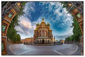 Artistiek beeld van de Orthodoxe kerk in Sint-Petersburg - Foto op Akoestisch paneel - 150 x 100 cm