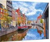 Kleurrijk beeld van het Amsterlkanaal in Amsterdam  - Foto op Plexiglas - 90 x 60 cm