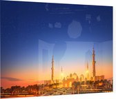 Grote Sjeik Zayed Moskee in de schemering van Abu Dhabi - Foto op Plexiglas - 60 x 40 cm