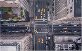 Luchtfoto van gele taxi's op 5th Avenue in New York City  - Foto op Forex - 45 x 30 cm