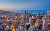 Skyline van Chicago Downtown tijdens avondschemering - Foto op Forex - 90 x 60 cm