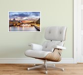 Avondgloren boven de oevers van de Seine in Parijs - Foto op Forex - 120 x 80 cm