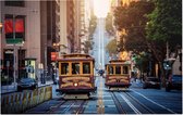 Historische treintjes op California Street in San Francisco - Foto op Forex - 120 x 80 cm