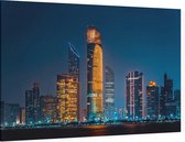 Skyline van Abu Dhabi business district bij nacht - Foto op Canvas - 60 x 40 cm