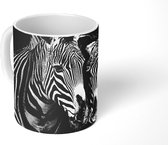 Mok - Koffiemok - Dierenprofiel zebra's in zwart-wit - Mokken - 350 ML - Beker - Koffiemokken - Theemok
