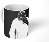 Mok - Koffiemok - Dierenprofiel kaalkopooieaar in zwart-wit - Mokken - 350 ML - Beker - Koffiemokken - Theemok