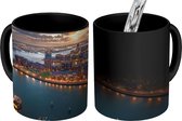 Magische Mok - Foto op Warmte Mok - Rotterdam - Skyline - Zonsondergang - Nacht - 350 ML