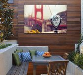 Verrekijker bij de Golden Gate Bridge in San Francisco - Foto op Tuinposter - 90 x 60 cm