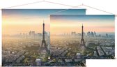 De Eiffeltoren voor La Defense skyline van Parijs - Foto op Textielposter - 120 x 80 cm