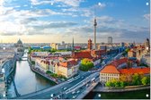 Kleurrijk Berlijns landschap met kathedraal en televisietoren - Foto op Tuinposter - 120 x 80 cm