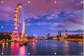 De Londen Eye en House of Parliament bij schemering - Foto op Tuinposter - 120 x 80 cm