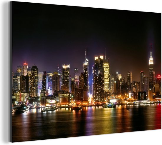 Wanddecoratie Metaal - Aluminium Schilderij Industrieel - New York - Skyline - Kleuren - 30x20 cm - Dibond - Foto op aluminium - Industriële muurdecoratie - Voor de woonkamer/slaapkamer