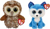 Ty - Knuffel - Beanie Boo's - Percy Owl & Prince Husky