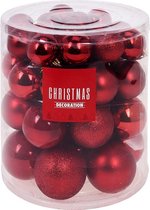 Luxe Kerstballen Plastic - Kerstballenset - 44 stuks - Hard Plastic - Rood