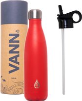 Bouteille d'eau avec paille et bec verseur bouteille de sport 500ml - Bouteille d'eau - VANN bouteille thermos  - rouge