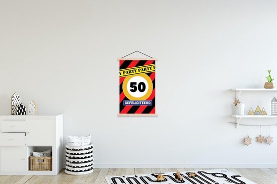 Porte-affiche avec affiche - Affiche scolaire - Anniversaire - Décoration 50 ans - Fête - 60x90 cm - Lattes vierges