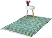 Relaxdays Vloerkleed meerkleurig groen - tapijt - rechthoekig - div.groottes - met franjes - 120x180cm