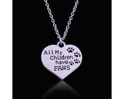 GoedeDoelen.Shop | Ketting 'All My Children Have Paws' | Vriendschapsketting | Statement Ketting | Statement Sieraad | Dierenliefde Ketting | Dierenwelzijn | Cadeau | Wellness-House